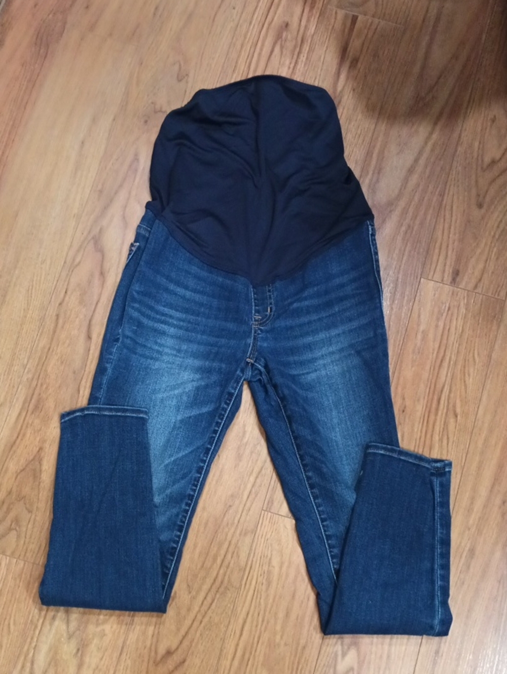 Madewell Dark Blue Denim Maternity Skinny Jeans with Black Stretch Panel